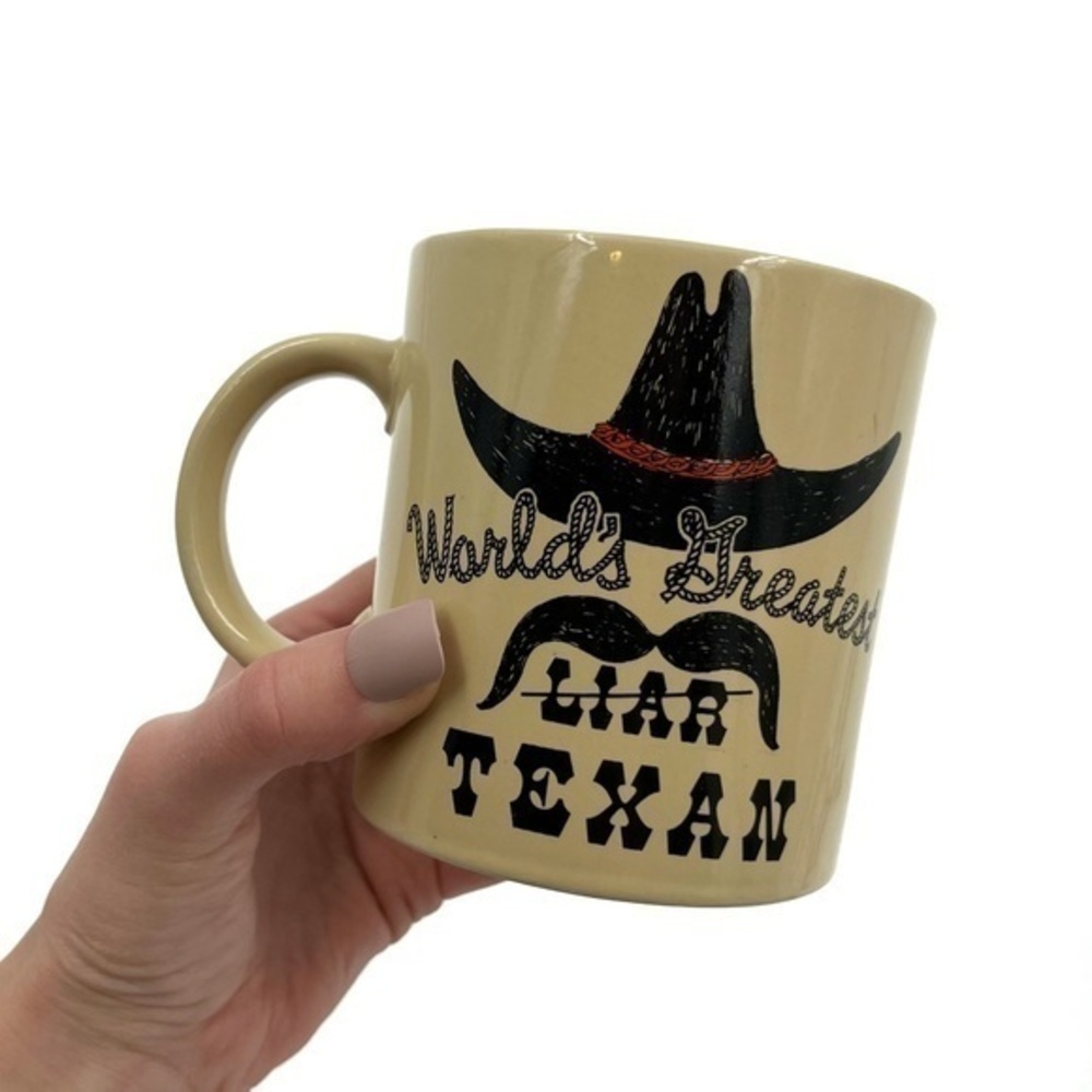 Vintage World Greatest Liar /Texan Funny Mug with Hat and Mustache